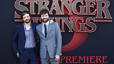 US director Matt Duffer and US producer Ross Duffer attend "Stranger Things" premiere in London.