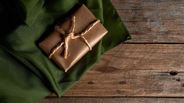Package wrapped in brown paper