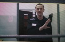 Alexei Navalni aparece en un vídeo del Servicio Penitenciario Federal de Rusia durante una audiencia en el Tribunal Supremo de Rusia en Moscú, Rusia, el 23 de agosto de 2023.