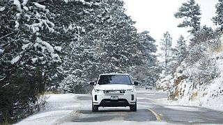 Range Rover model on the road in Colorado, US. 