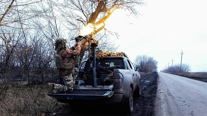 Ukrán géppuskás a fronton