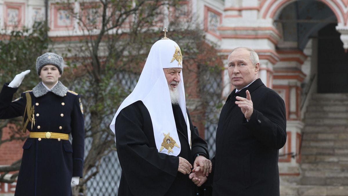 Kirill Pátriárka Putyin orosz elnökkel a moszkvai Vörös téren