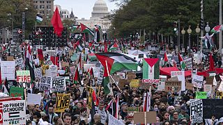 شهدت الولايات المتحدة مظاهرات ضخمة دعمًا لفلسطين