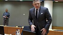 Slovakia's Prime Minister Robert Fico during a round table meeting at an EU summit in Brussels, Thursday, Dec. 14, 2023.