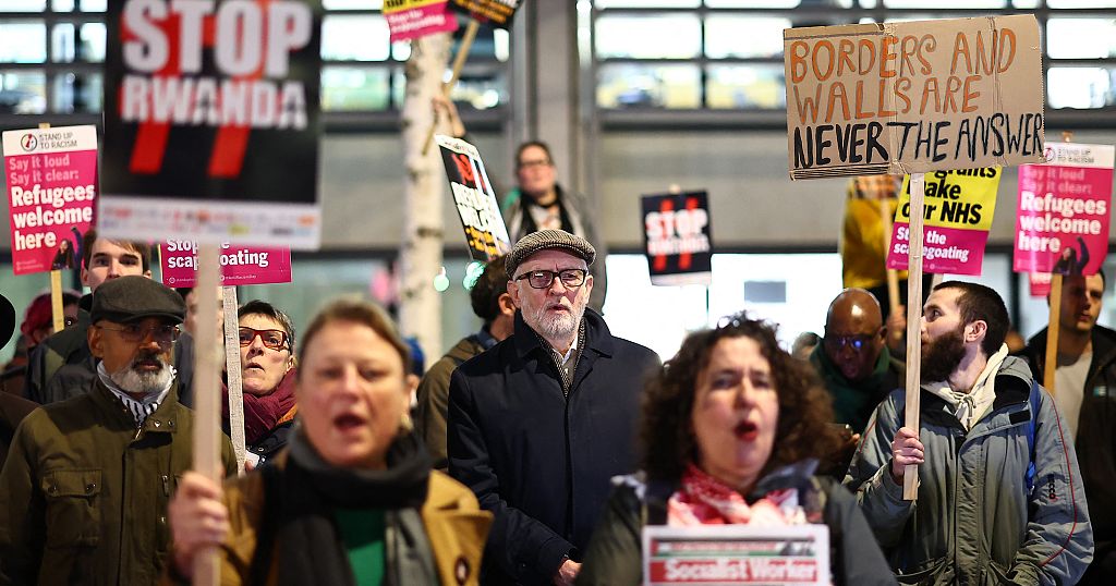 Protesters rally against government’s migration policies outside UK Home Office