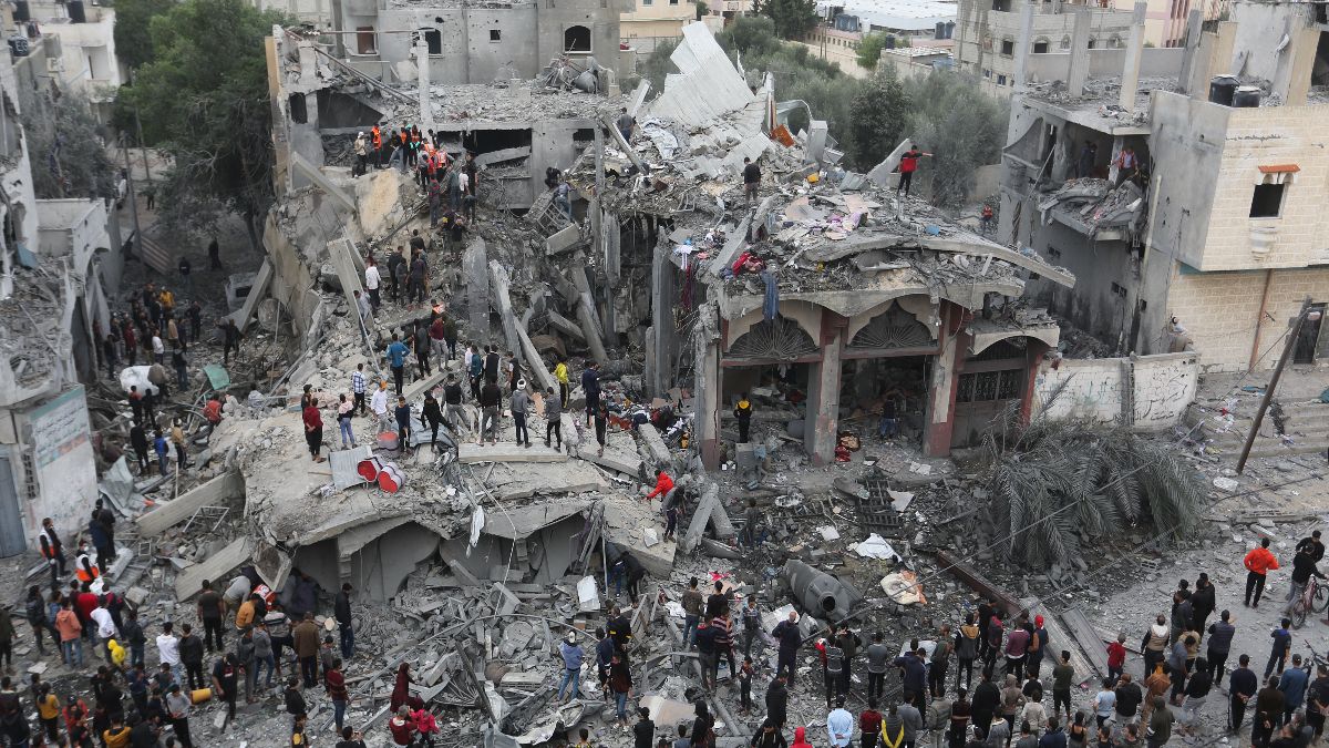 آثار القصف الإسرائيلي في مدينة رفح، قطاع غزة