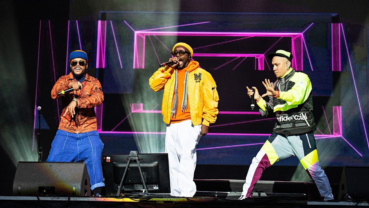 Apl.de.ap, from left, Will.i.am, and Taboo of the Black Eyed Peas perform at KAABOO Texas on May 11, 2019
