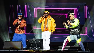 Apl.de.ap, from left, Will.i.am, and Taboo of the Black Eyed Peas perform at KAABOO Texas on May 11, 2019