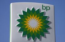 A BP logo is seen at a petrol station in London, on March 8, 2022. 