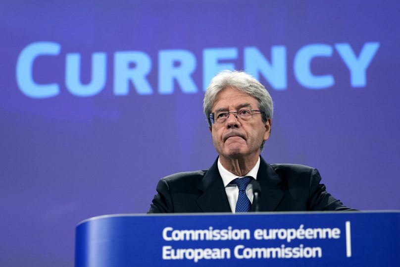 European Commissioner for Economy Paolo Gentiloni speaks during a media conference on the digital euro in Brussels, June 2023