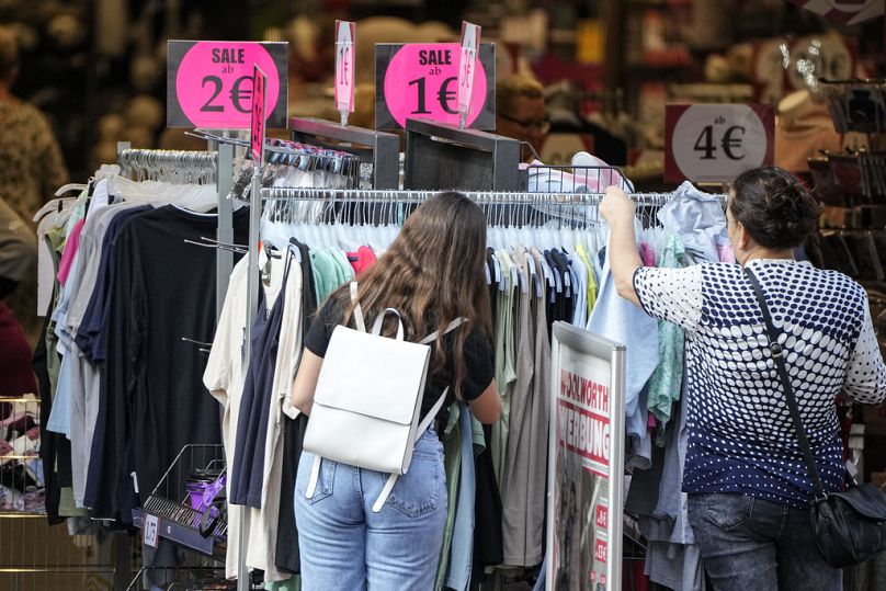 People looking for cheap clothes in Gelsenkirchen, September 2023