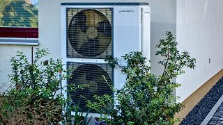 A heat pump is installed at a house in Frankfurt, Germany, 7 September 2023.