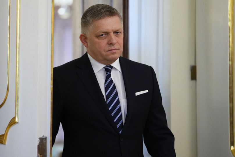 Newly appointed Slovakia's Prime Minister Robert Fico arrives for a swearing in ceremony at the Presidential Palace in Bratislava, November 2023