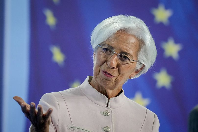 President of European Central Bank Christine Lagarde speaks at a press conference