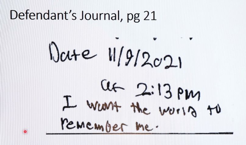 Az Oakland megyei bíróságon bizonyítékként mutatták be a vádlott, Ethan Crumbley naplóbejegyzését