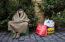 یک فرد بی‌خانمان در آلمان
