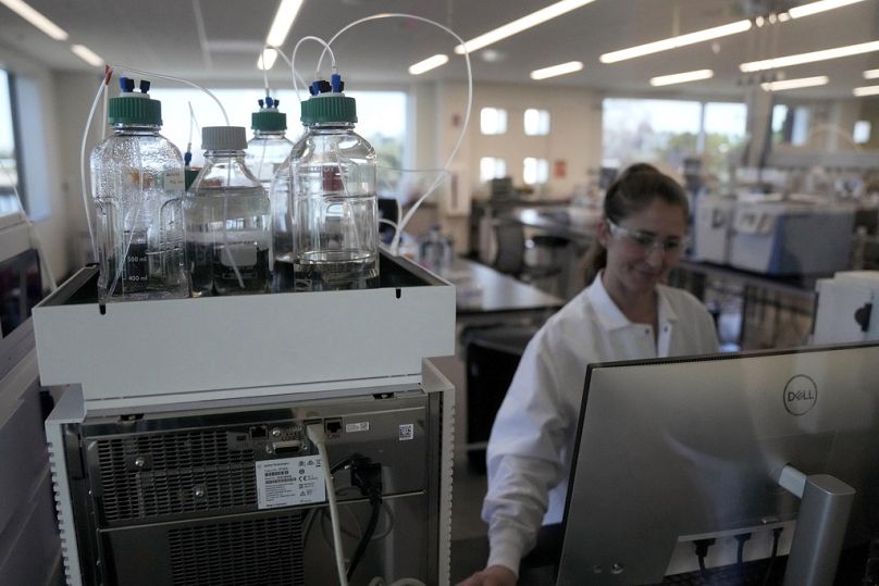 A scientist works in the the protein chemistry lab at Eat Just in Alameda, CA, June 2021