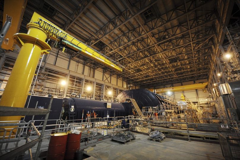 The turbine hall of the nuclear power plant Olkiluoto 3 'OL3' is pictured under construction in Eurajoki, south-western Finland, March 2011