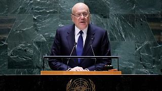 رئيس مجلس الوزراء اللبناني نجيب عزمي ميقاتي يلقي كلمة أمام الدورة الـ78 للجمعية العامة للأمم المتحدة الأربعاء 20 أيلول 2023