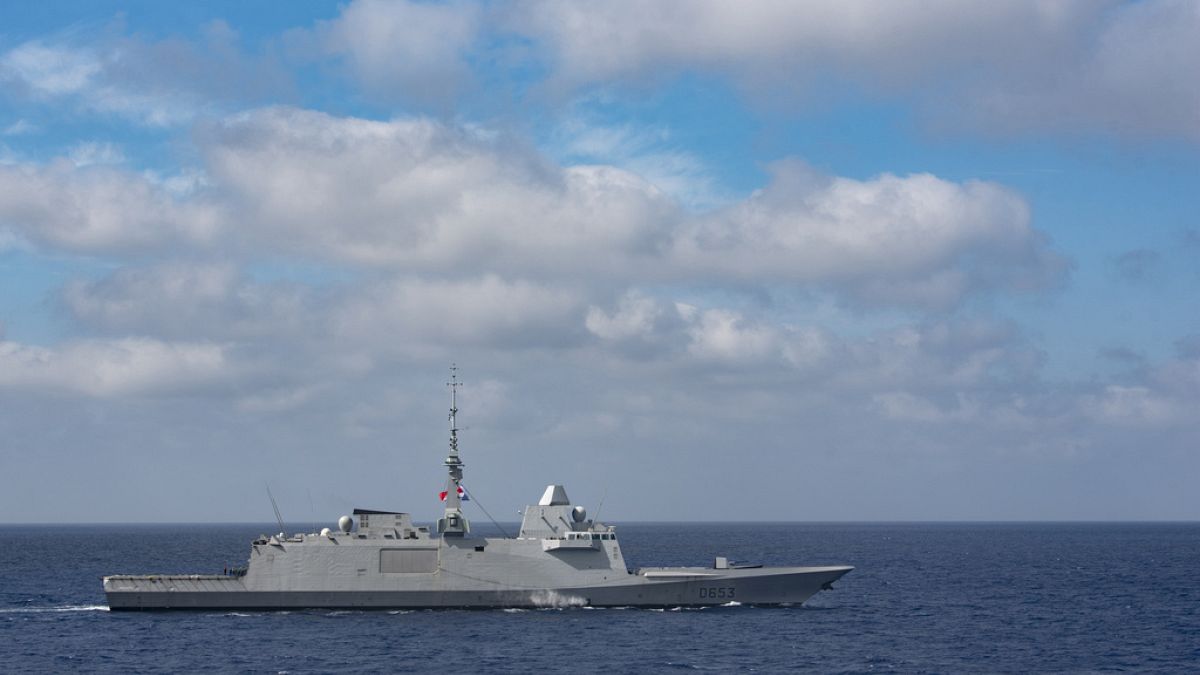 This photo provided by the French Navy shows the frigate Languedoc in the Strait of Hormuz
