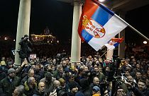 manifestanti in Serbia