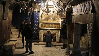 Worshippers visit the Church of the Nativity, traditionally believed to be the birthplace of Jesus Christ, in the West Bank town of Bethlehem.