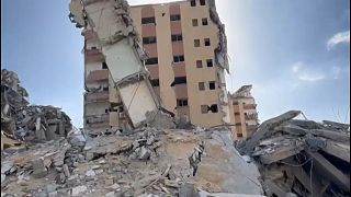صورة مأخوذة من مقطع فيديو لجانب من الدمار الذي لحق بمدينة تل الهوى في غزة