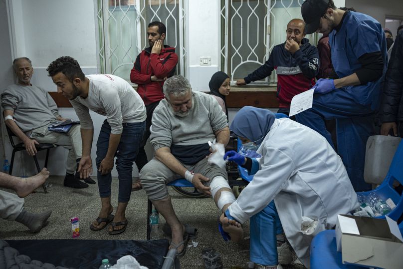 Palestinians who were arrested by the Israeli military in the north of the Gaza Strip and released through the Kerem Shalom crossing in the south are treated in Rafah.