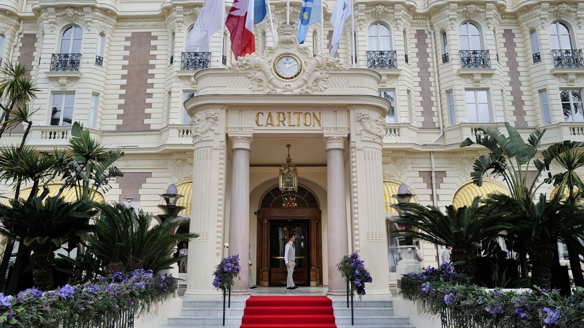 The facade of a new "Carlton Hotel" is pictured on its inauguration day in Cannes, southeastern France, on March 13, 2023. Valery HACHE / AFP