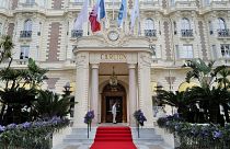 The facade of a new "Carlton Hotel" is pictured on its inauguration day in Cannes, southeastern France, on March 13, 2023. Valery HACHE / AFP