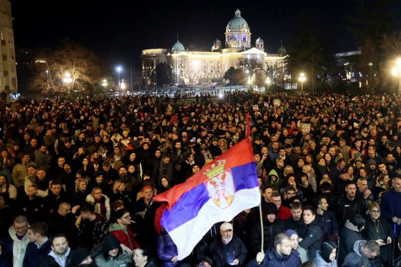 Protesta delle opposizioni a Belgrado, 24 dicembre 2023