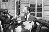 FILE - Jacques Delors leaving Hotel Matignon, Paris on July 19, 1984. 