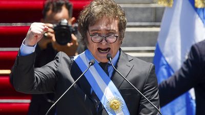 Milei pronuncia un discurso tras su investidura el 10 de diciembre en Buenos Aires