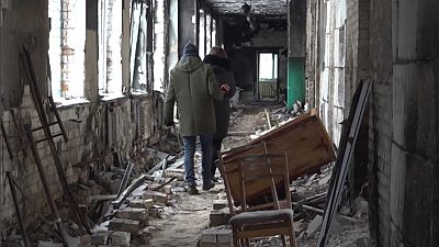 La escuela destruida de Bohdanivka.