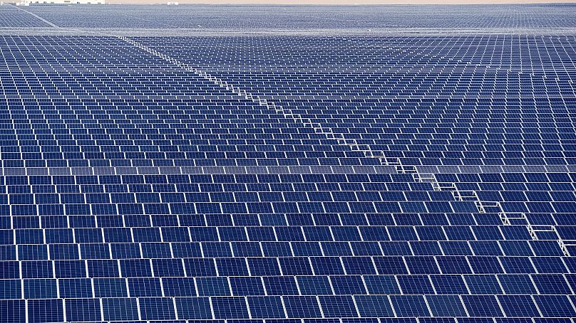Solar panels operate at Mohammed bin Rashid Al Maktoum Solar Park in Dubai, UAE, 11 December 2023.