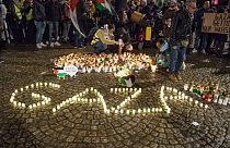 Hundreds of people gather for a rally in support for Gaza, on Christmas Eve in Amsterdam, Netherlands