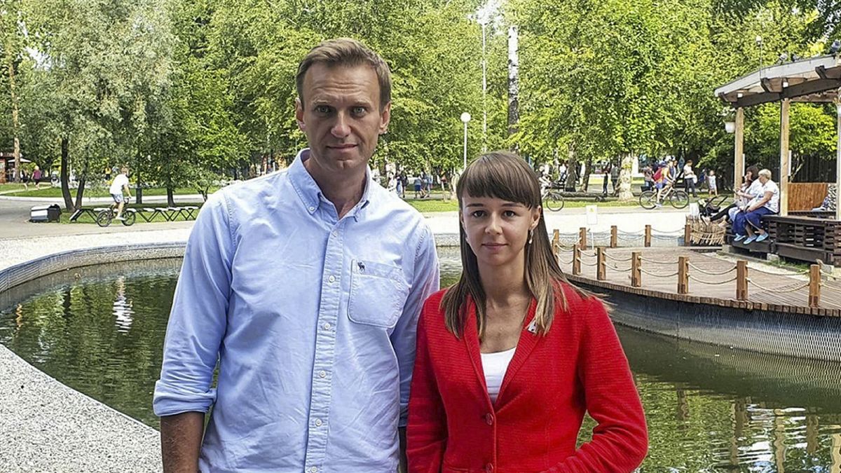 Alekszej Navalnij és Kszénia Fagyejeva egy 2020-as felvételen