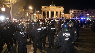 Palesztinpárti tüntetők októberben összecsaptak a rendőrökkel a Brandenburgi kapunál