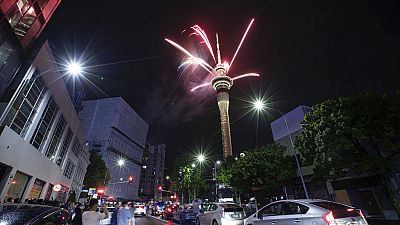 Fogo-de-artifício na Torre de Comunicações de Auckland