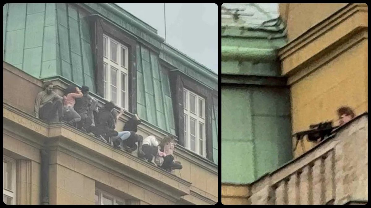Néhány diák a párkányra menekült, David Kozák pedig az erkélyről vadászott áldozataira Prágában, 2023. december 21-én