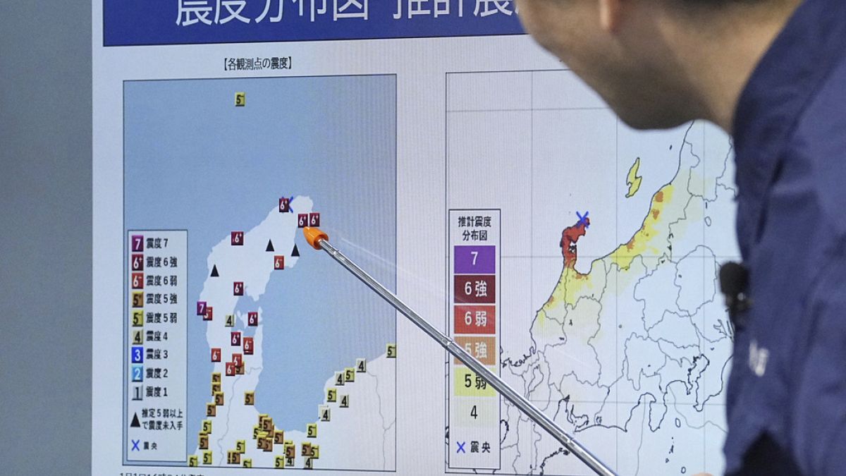 Χάρτης με προειδοποιήσεις για τσουνάμι μετά τον ισχυρό σεισμό στην Ιαπωνία