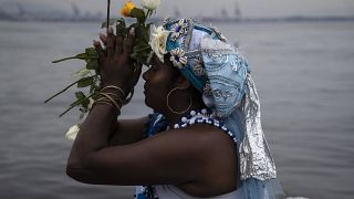 Worshippers honour Afro-Brazilian sea goddess in customary New Year tribute