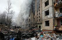 حمله روسیه به یک ساختمان در کی‌یف در تاریخ دوم ژانویه ۲۰۲۴