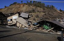  آثار الزلزال في بلدة نوتو في شبه جزيرة نوتو المواجهة لبحر اليابان، شمال غرب طوكيو، 2 يناير 2024