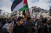 Manifestation à Ramallah en Cisjordanie occupée, le mercredi 3 janvier 2024.