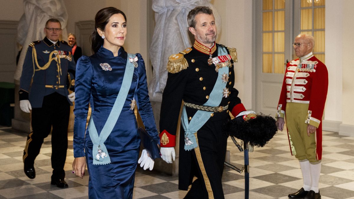 Mária koronahercegné és Frigyes koronaherceg a dán királynő január eleji fogadásán, amelyet a diplomáciai testületnek adott