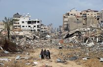 مباني مدمرة في غزة جراء القصف الإسرائيلي