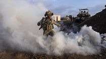 Israeli combat reservists and tank forces take part in training drills on the Lebanese front in the Israeli-controlled Golan Heights, Thursday, Jan. 4, 2024. 