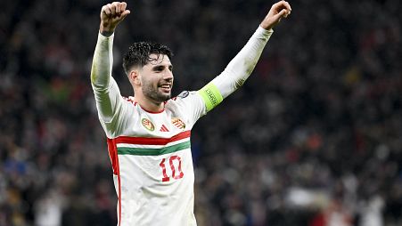 Szoboszlai Dominik, a magyar válogatott játékosa a Magyarország - Montenegró mérkőzésen a budapesti Puskás Arénában 2023. november 19-én