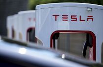 A Tesla charging station is seen, September 28, 2023.